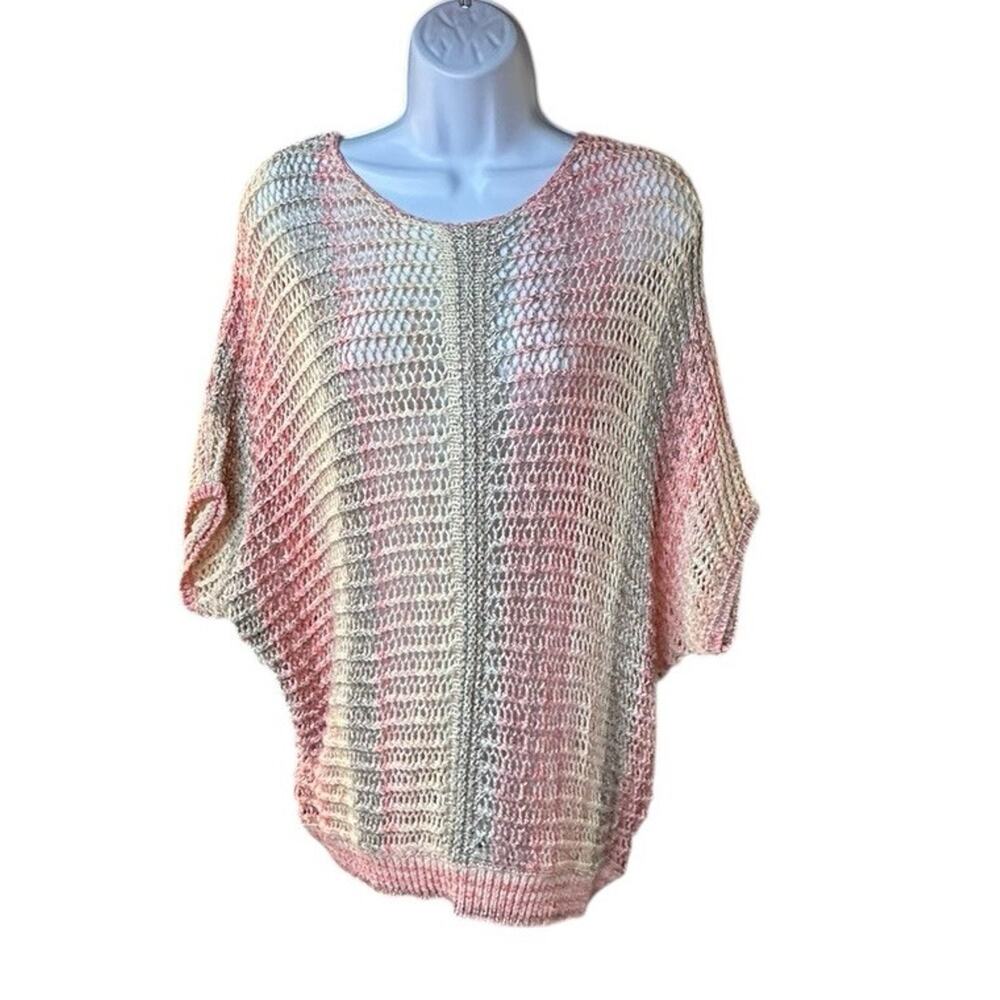 Chico’s Marlene Pullover Sweater Size 2 Space Dye Open Knit NWT